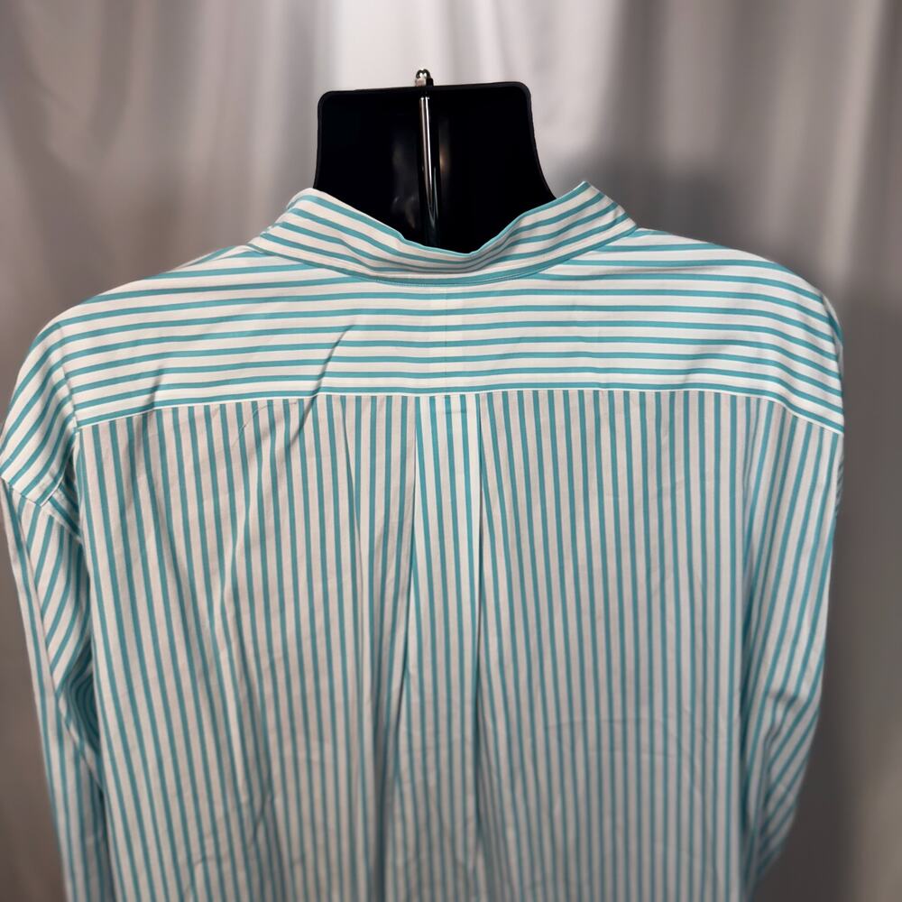 Ralph Lauren Men's 3XLT Tall Striped Button Down Shirt Turquoise White Cotton - Picture 5 of 16